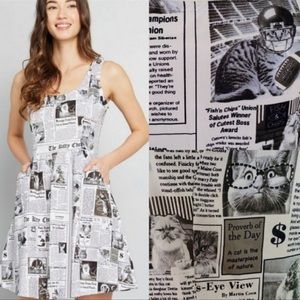 Retrolicious Cat Newspaper Dress 1x